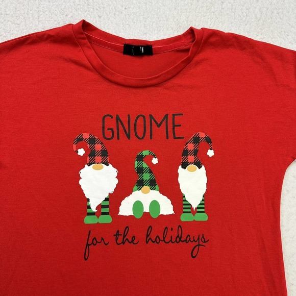 Modern Canvas Christmas Shirt Womens Small S Red Gnome for the Holidays - Picture 3 of 12